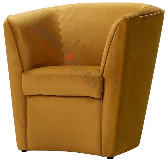 Poltrona in velluto Giallo Senape per camera da letto ufficio