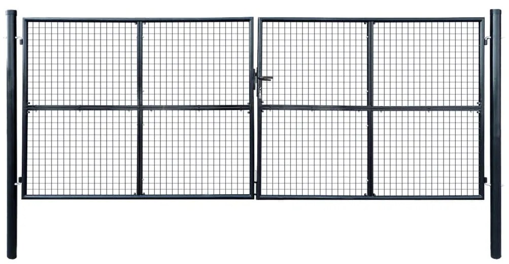 Cancello Per Giardino İn Acciaio Zincato 400x150 Cm Grigio /