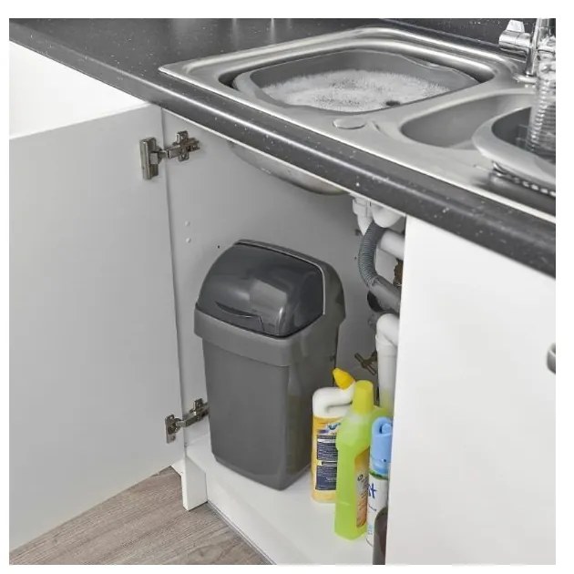 Cestino Roll Top grigio, 22,5 x 23 x 42,5 cm - Addis