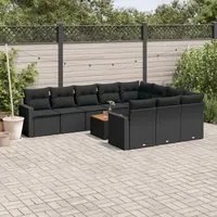 Set Divani da Giardino 11 pz con Cuscini in Polyrattan Nero 3224298