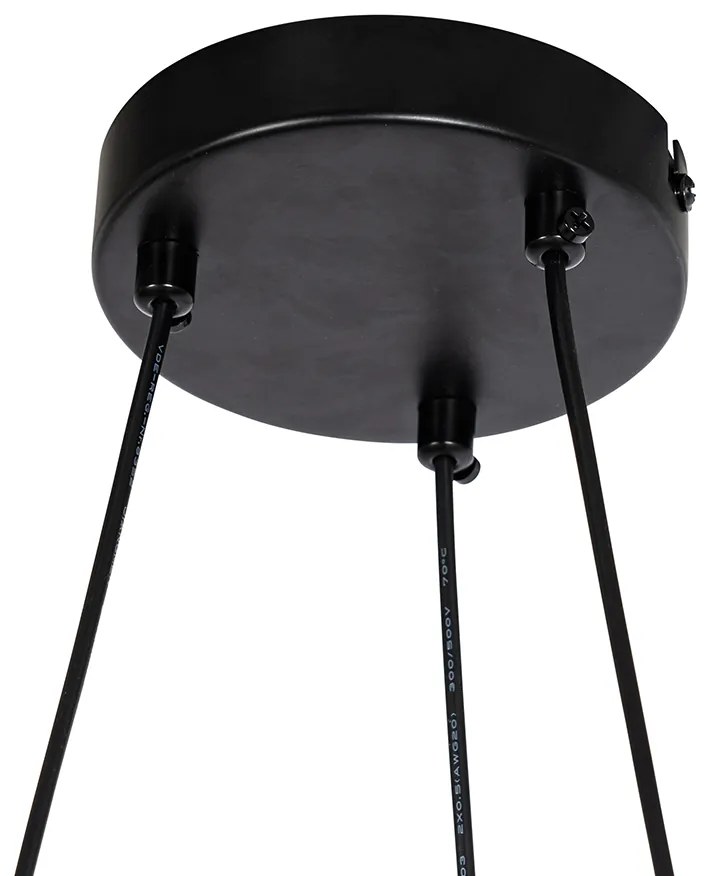 Lampada a sospensione nera con vetro fumé rotondo 8 luci - Monaco