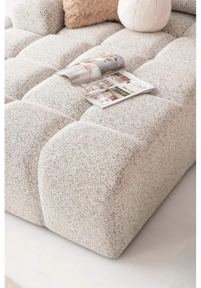 Divano angolare componibile beige allungabile/con contenitore (con penisola a sinistra) Lulu – Miuform