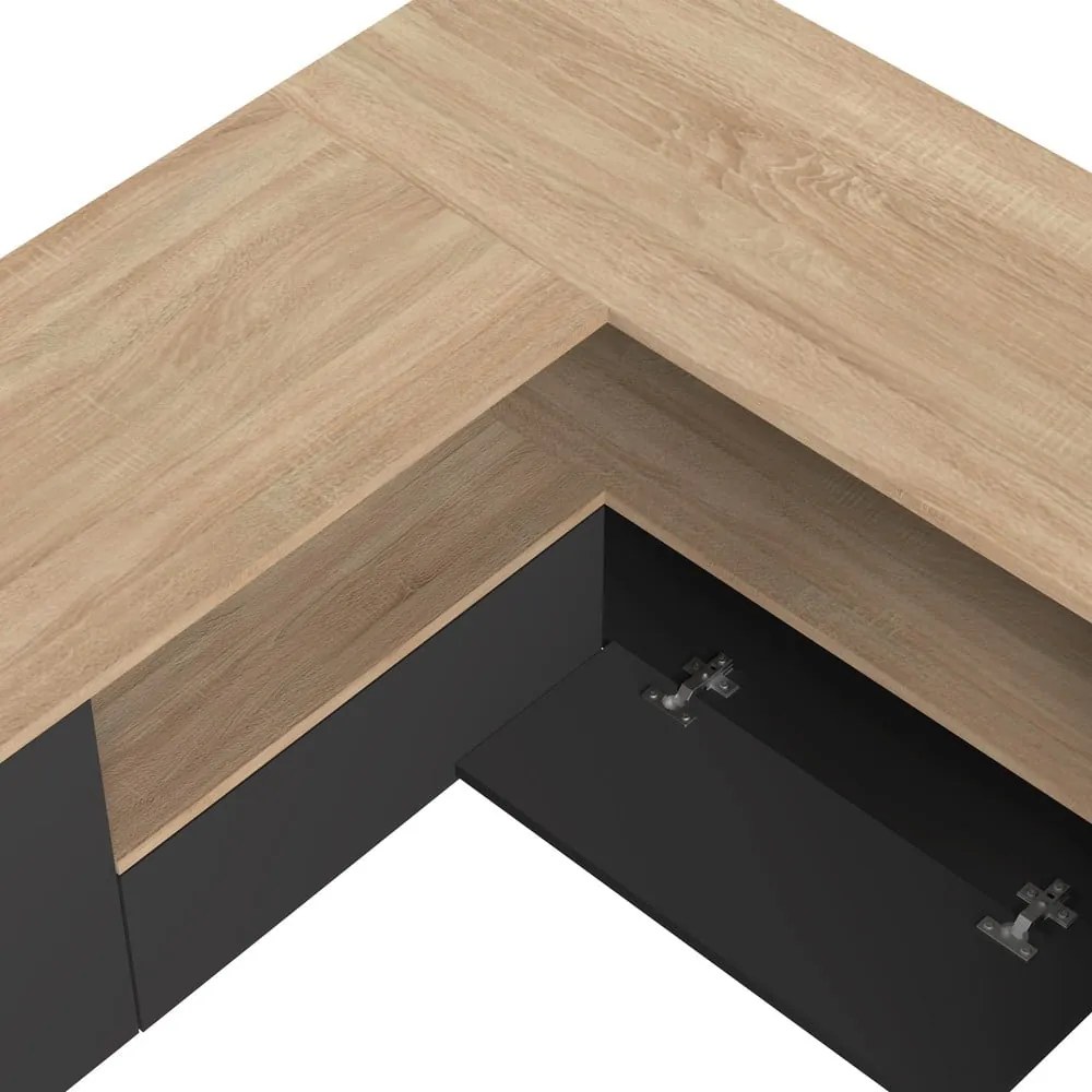 Tavolo TV in rovere decorato in nero e naturale 130x46 cm Angle - TemaHome