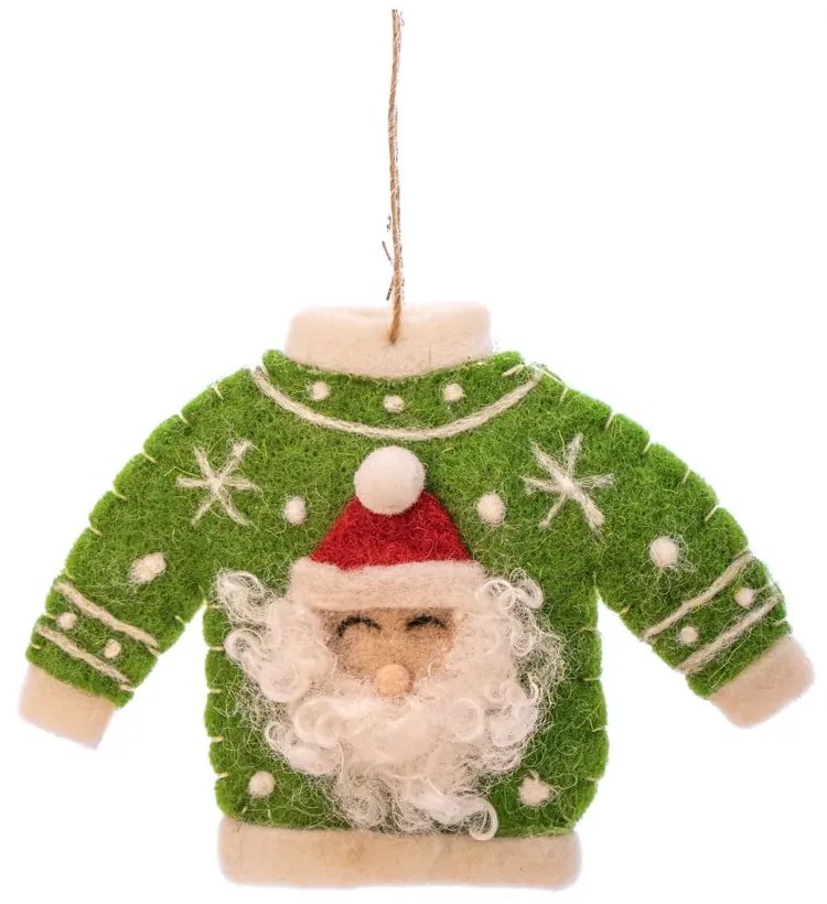 Decorazione per albero di natale in tessuto fatta a mano 12 cm Santa Jumper – Sass &amp; Belle