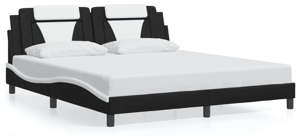 Giroletto con testiera nero e bianco 180x200 cm in similpelle