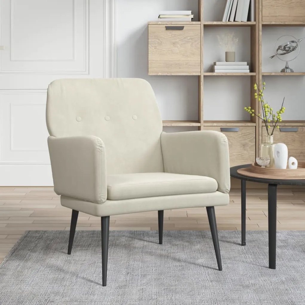 Poltrona Crema 62x79x79 Cm Velluto /