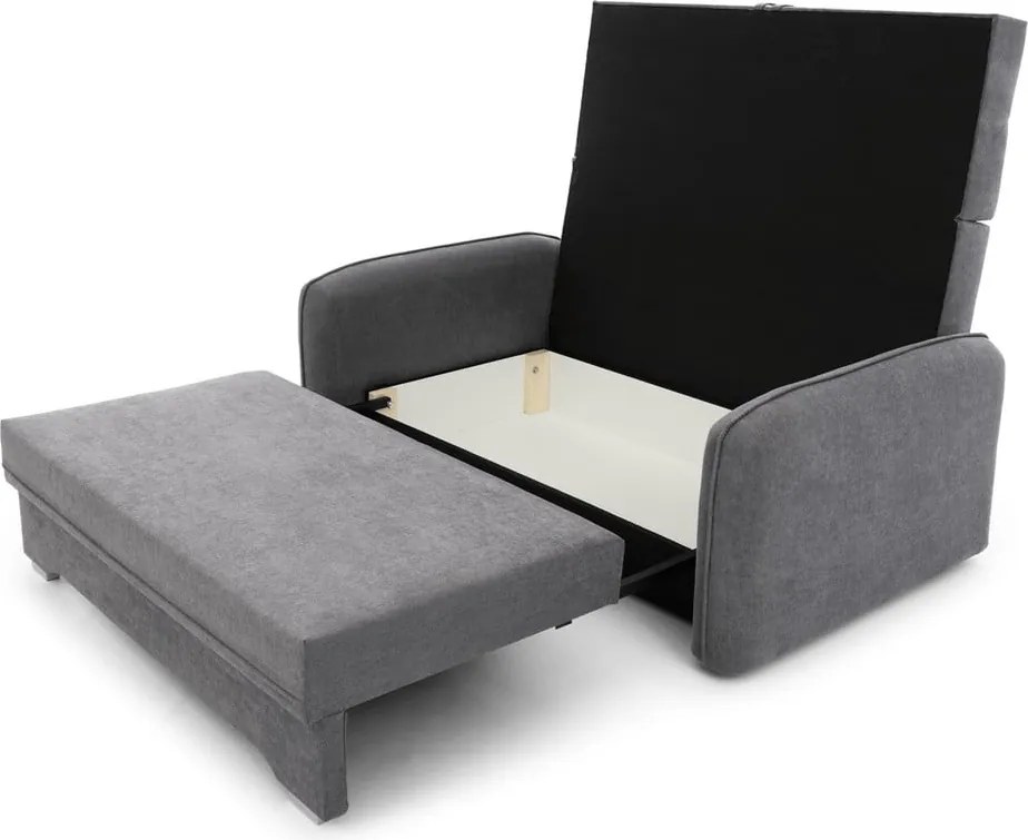 Divano grigio allungabile/con contenitore e rivestimento in ciniglia 155 cm Laine – ELTAP