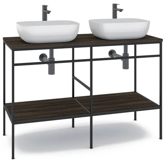 Mobile sottolavabo e lavabo Outline per doppia vasca nero L 120 x H 92 x P 45.5 cm