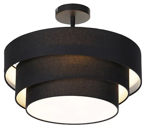 Plafoniera moderna nera 45 cm 3 luci - Drum Trio