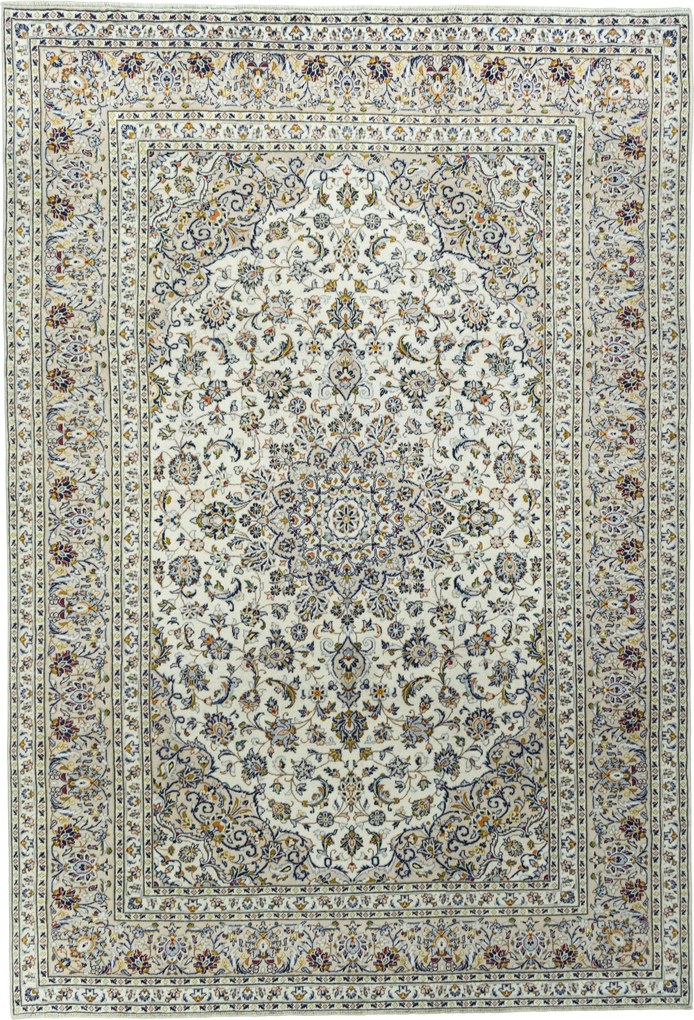 Kashan Tappeto 250x360 Beige (Iran) Annodato A Mano