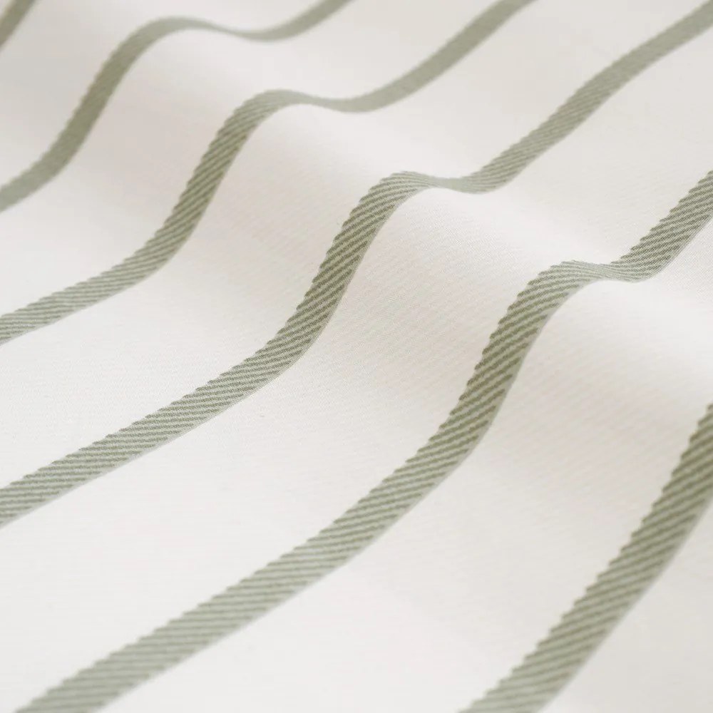 Set copripiumino e federa verde e color crema in cotone per letto singolo 135x200 cm Hampton Stripe – Bianca