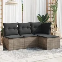 Set Divani da Giardino 4 pz con Cuscini in Polyrattan Grigio 3249339