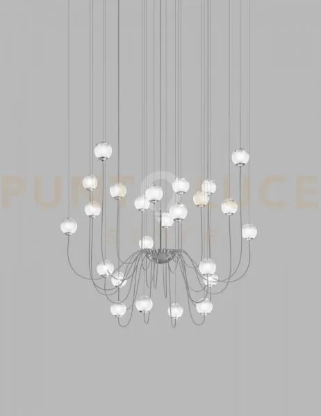 Puppet sospensione 24p bianco sfumato cromo lucido 24 luci attacco g9