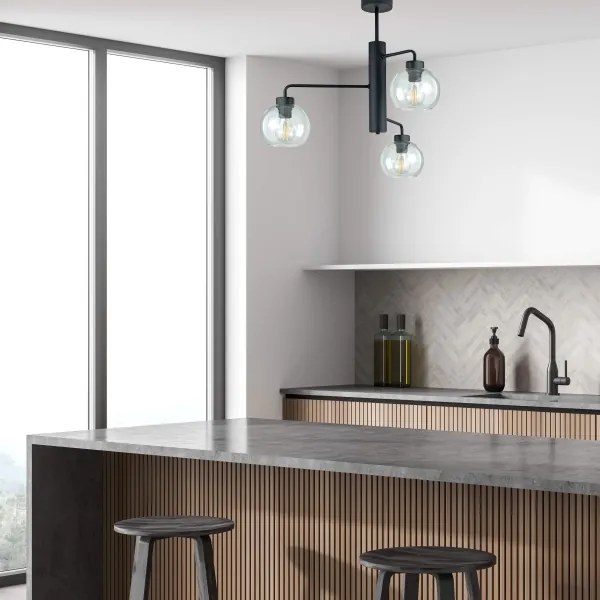 Lampadario a sospensione con supporto rigido FLEX 3xE27/60W/230V nero/limpido