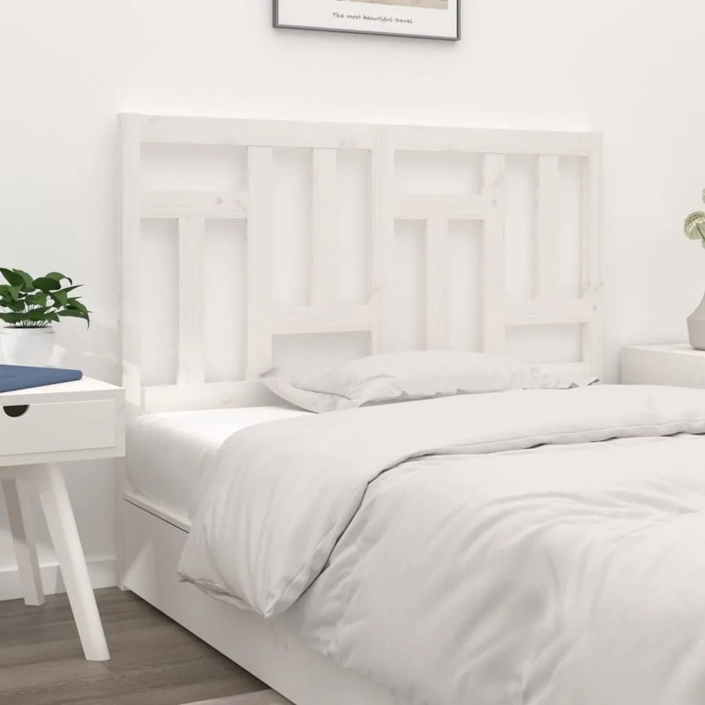 Testiera Per Letto Bianca 145,5x4x100 Cm Legno Massello Di Pino /