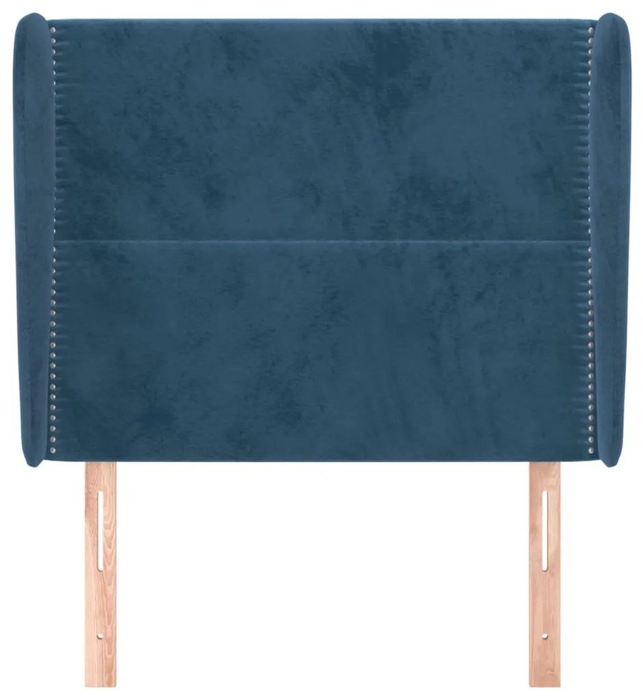 Testiera ad orecchio blu scuro 103x23x118/128 cm in velluto