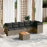 Set Divani da Giardino 7 pz con Cuscini Grigio in Polyrattancod mxl 112454