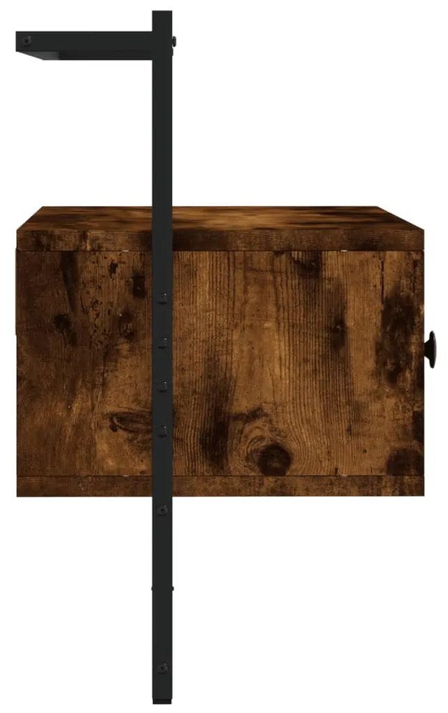Mobile tv a muro rovere fumo 60,5x30x51 cm in legno multistrato