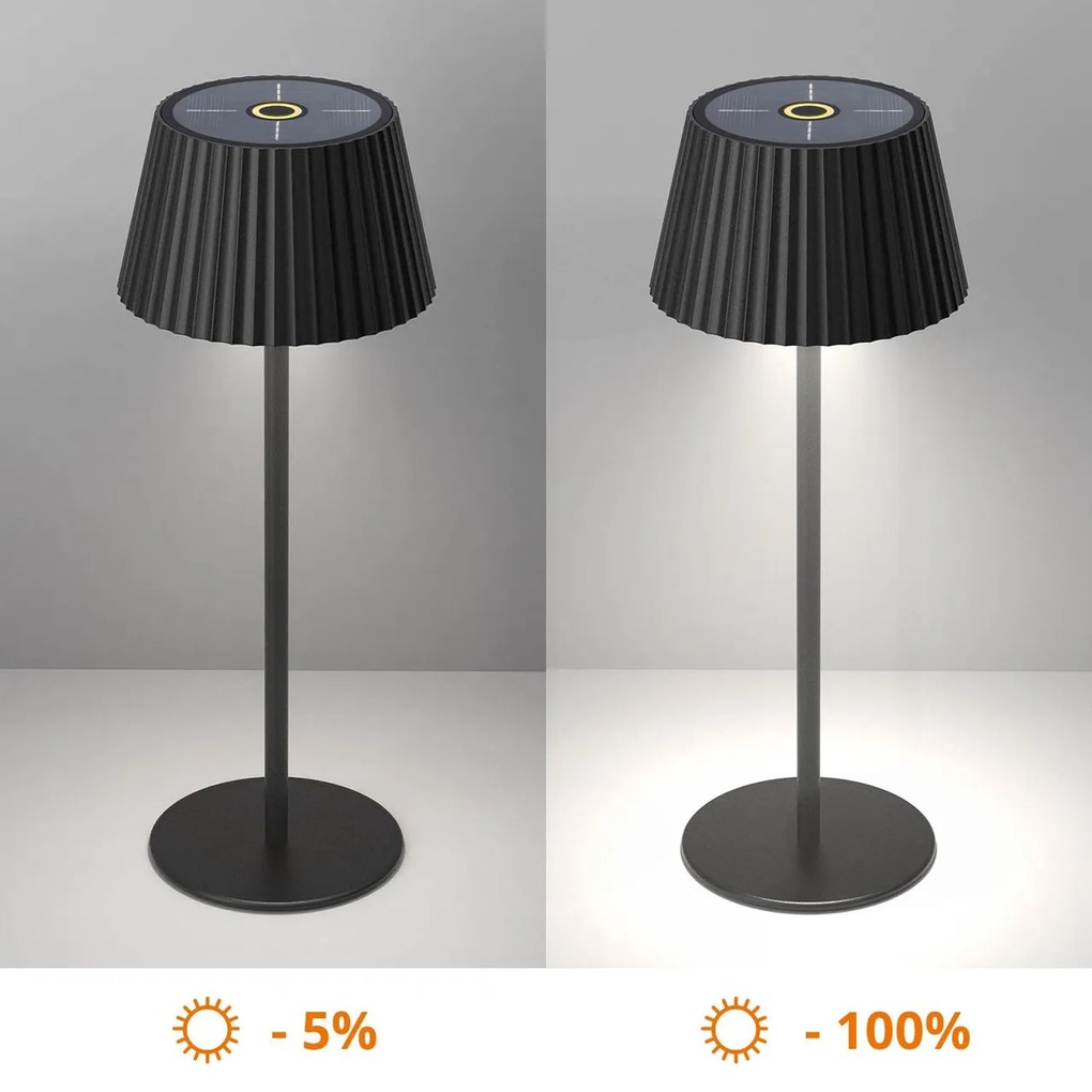 Lampada da Tavolo Solare 2.2W IP54 CCT Dimmerabile - Nera