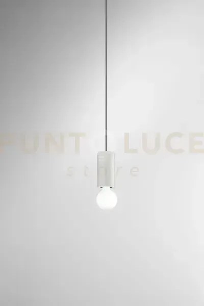 Sospensione ceramica e metallo bianco lucido idea 1 luce attacco e2...