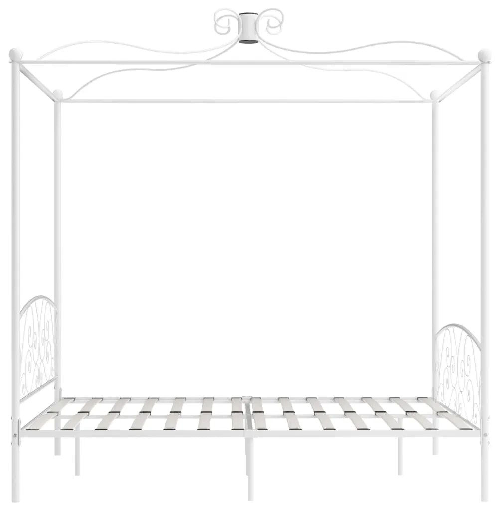 Letto a baldacchino bianco in metallo 180x200 cm