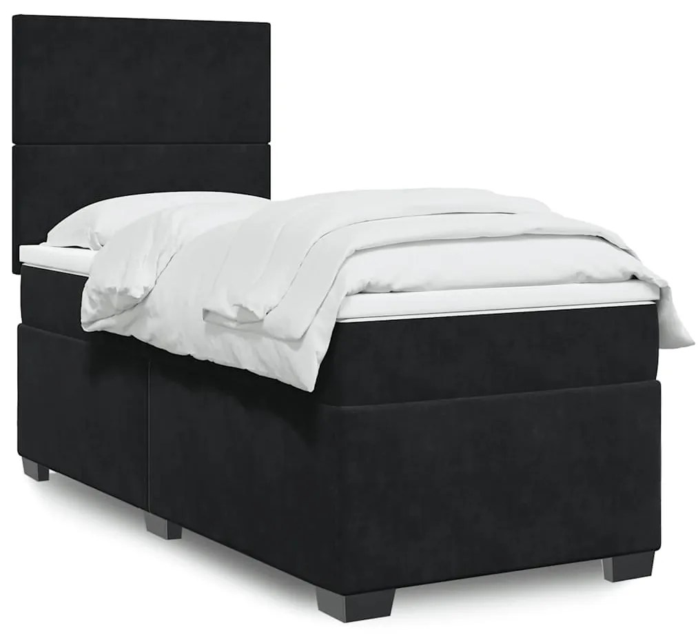 Giroletto A Molle Con Materasso Nero 80x200 Cm İn Velluto /