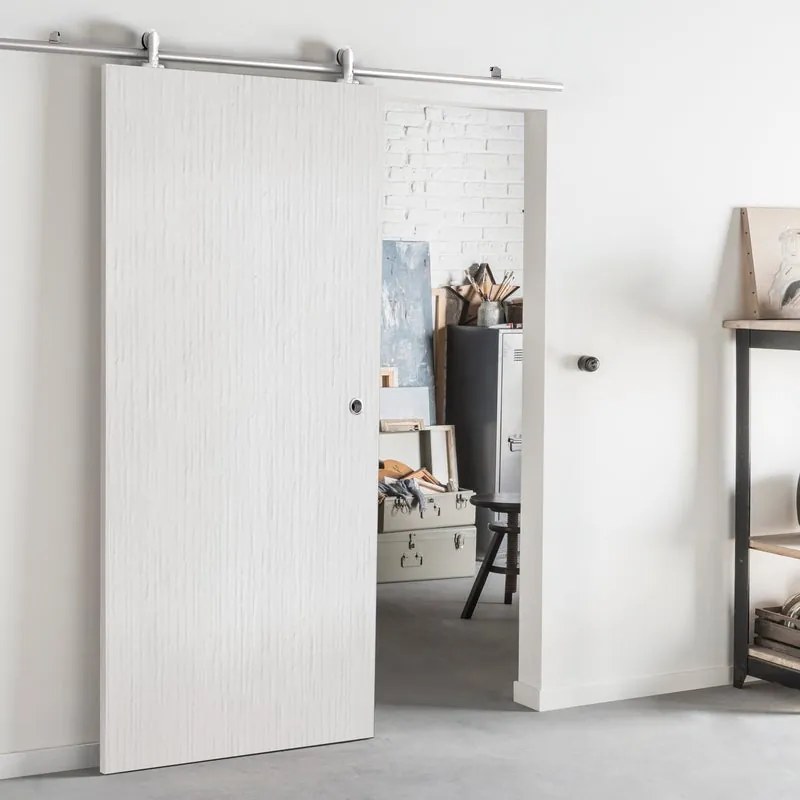 Porta scorrevole reversibile Renoir in mdf bianco, L 92.5 x H 211.5 cm, con binario Ermes