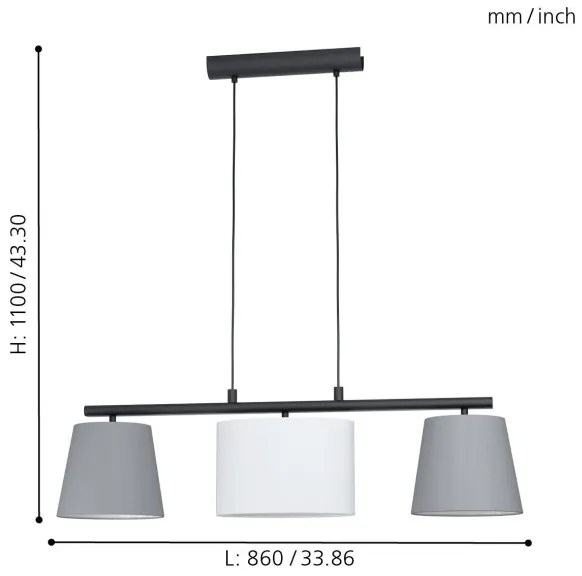 Eglo 98587 - Lampadario a sospensione con filo ALMEIDA 3xE14/25W/230V