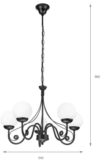 Brilagi - LED Lampadario a sospensione con catena COTTAGE 5xG9/40W/230V nero/bianco