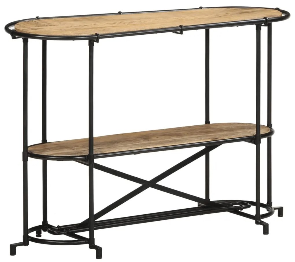 Tavolo Consolle 110x42x76 Cm İn Legno Massello Grezzo Di Mango /