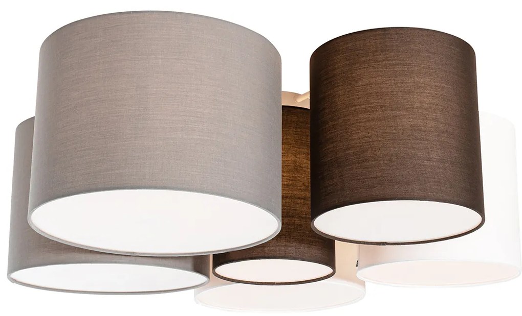 Plafoniera bianca, grigia e marrone a 6 luci - Multidrum