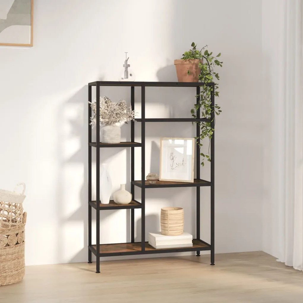 Scaffale Per Libri 80x30x120 Cm Acciaio E Legno Multistrato /