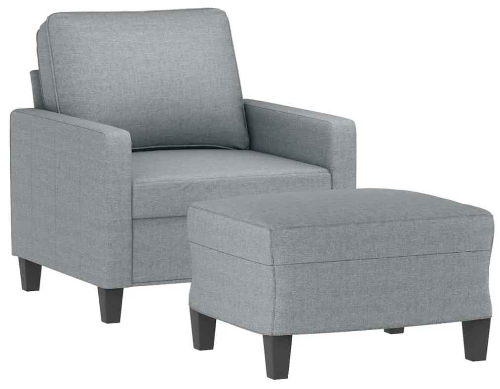 Poltrona con poggiapiedi grigio chiaro 60 cm in tessuto