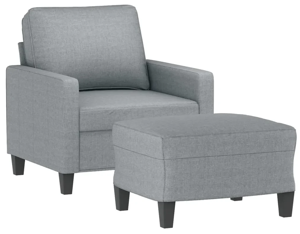 Poltrona con poggiapiedi grigio chiaro 60 cm in tessuto