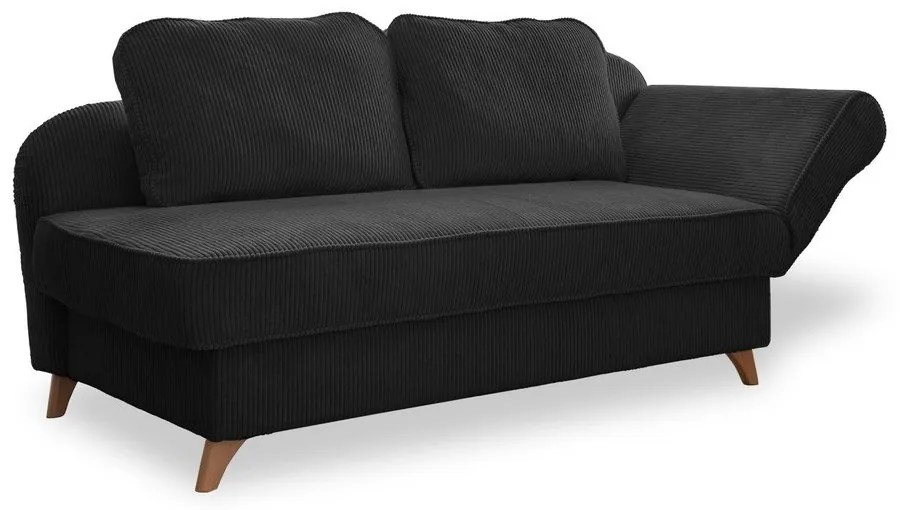 Chaise longue color antracite (con penisola a destra) con rivestimento in velluto a coste Chic Charlotte – Miuform