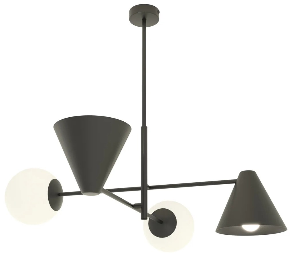 Plafoniera Moderna Industrial Njord 4 Luci Nero