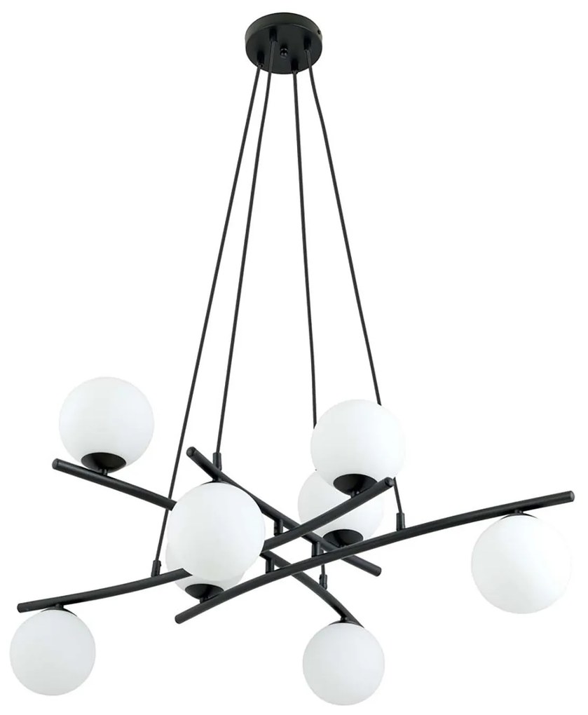 Lampadario Moderno Cadmo Acciaio Nero Bianco 8 Luci E14 Ip20