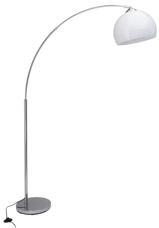 Lampada da terra Vessa arco cromo/bianco, in ferro, H 166 cm, BRILLIANT