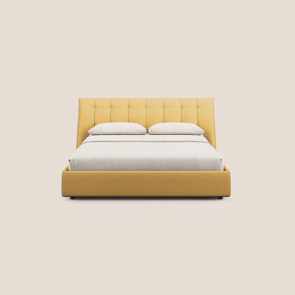 Clizia letto imbottito di design con vano contenitore in ecopelle impermeabile T04