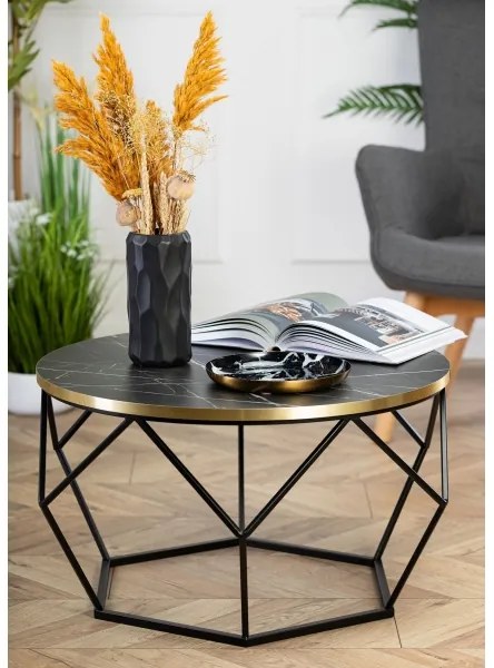 Tavolino DIAMOND 40x70 cm nero/oro