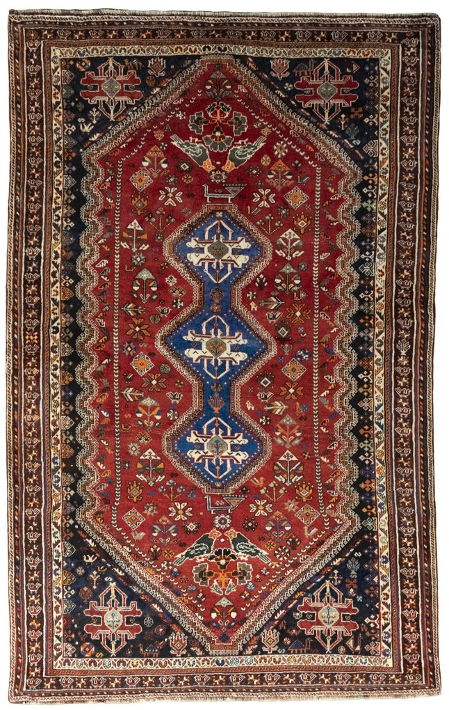 Shiraz Tappeto 170 x 270 Rosso (Iran) Annodato A Mano