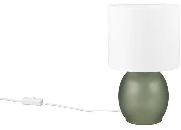 Lampada da tavolo bianco-verde con paralume in tessuto (altezza 29 cm) Vela - Trio