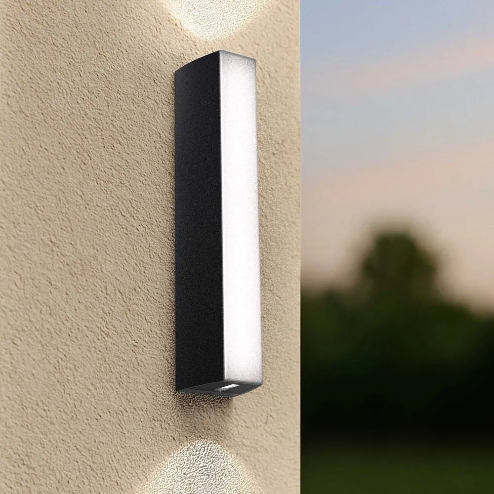 Applique Bidirezionale Nera 12W CCT, IP65 da esterno - Serie FILO Colore Bianco Variabile CCT