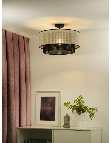 Duolla - Lampadario a plafone RATTAN YUTE 1xE27/15W/230V diametro 45 cm color crema/nero