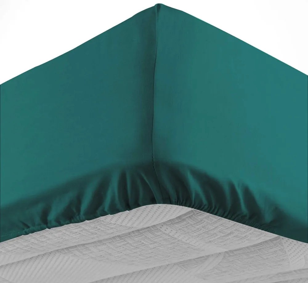 Lenzuolo in cotone elasticizzato verde scuro 160x200 cm Lina - douceur d'intérieur