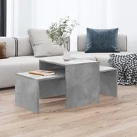 Set Tavolini da Caff Grigio Cemento 100x48x40 cm in Truciolato 802916