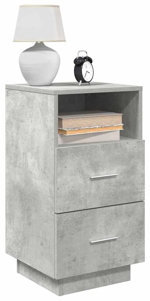 Comodino Con 2 Cassetti Grigio Cemento 36x36x68 Cm /