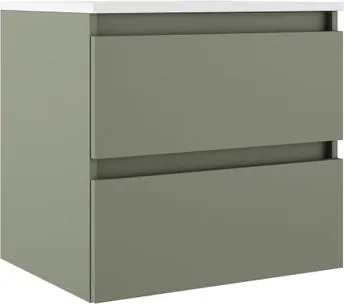 Mobile bagno sospeso con lavabo e organizer per cosmetici L 59.5 x H 55 x P 45 cm musgo, bianco 2 cassetti per vasca centrale Trevi