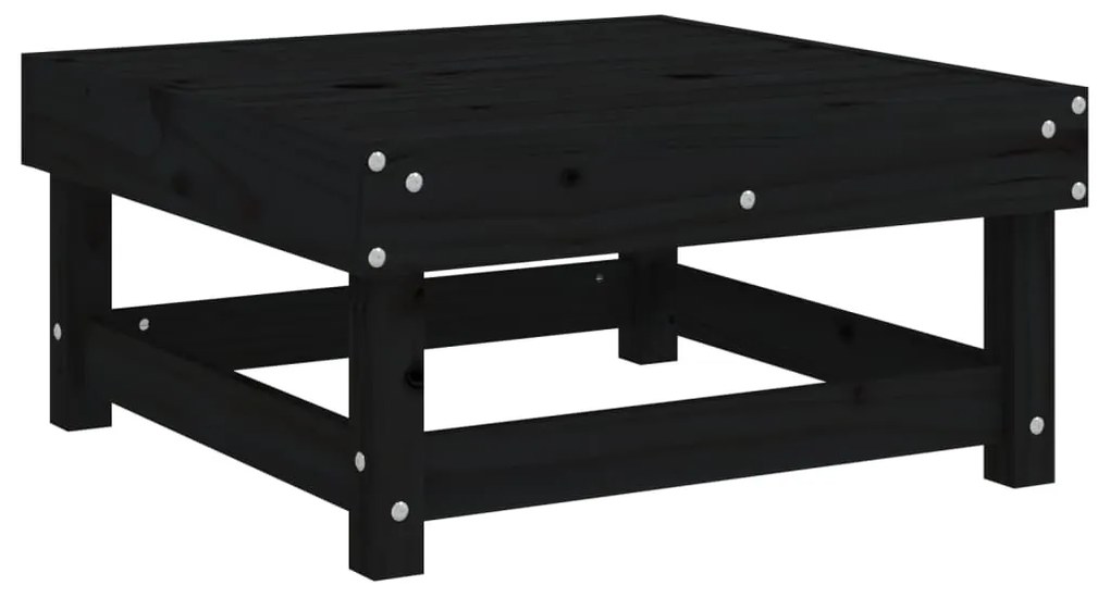 Set Salotto da Giardino 7 pz Nero in Legno Massello di Pino