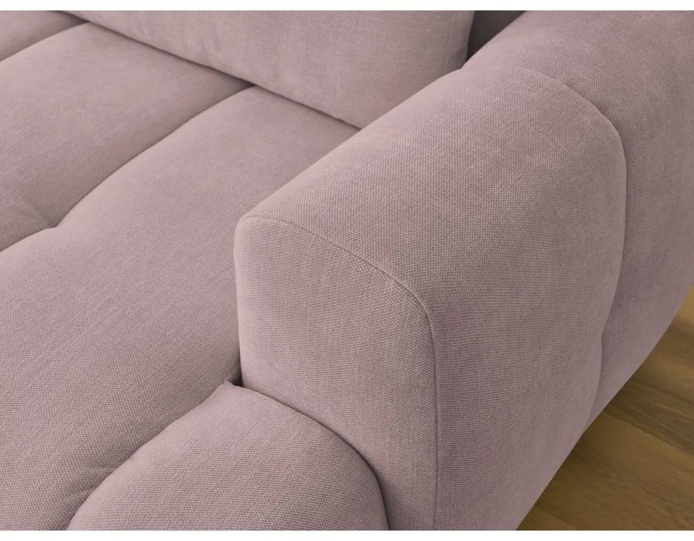 Divano angolare rosa allungabile e con contenitore (penisola a sinistra/chaise lounge) con rivestimento in ciniglia Fuji – Bobochic Paris
